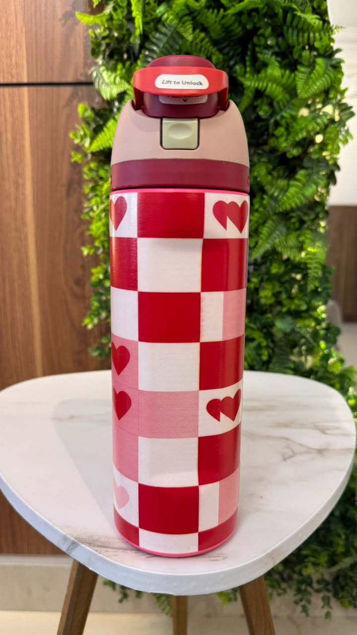Checkered Hearts Owala (710)ml -Red