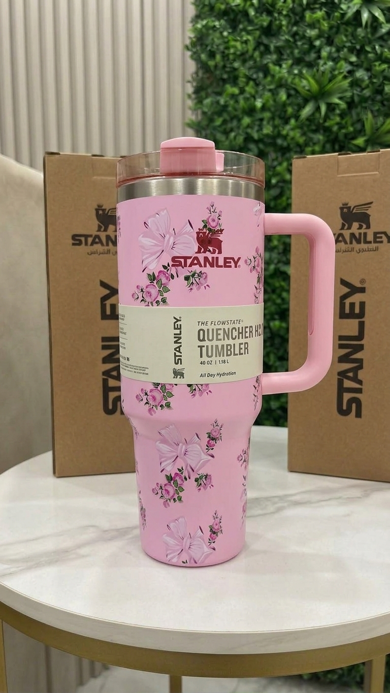Stanley Tumbler (1200)ml –Pink Floral & Bow