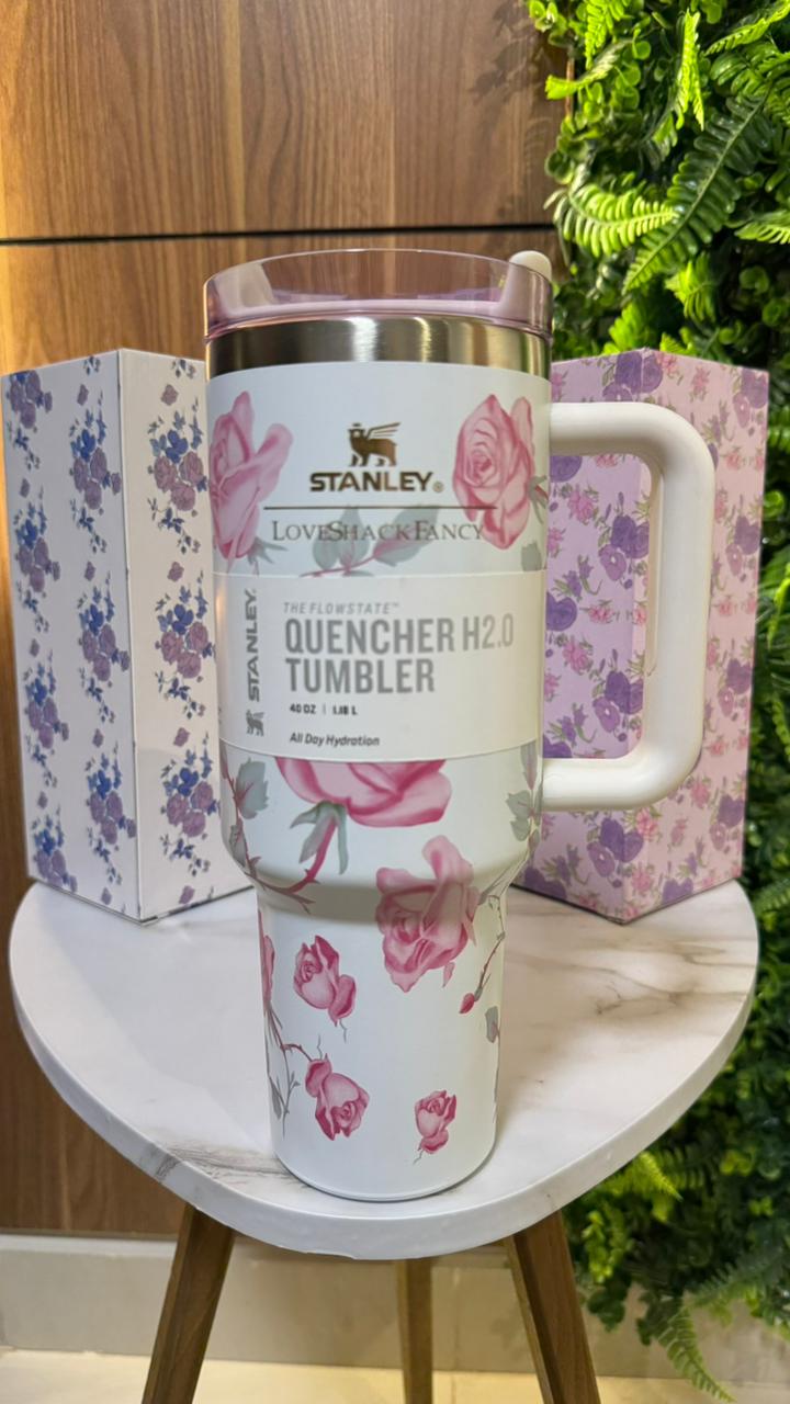 Stanley 40 oz FlowState Quencher Travel Tumbler - Ribbon Rose White