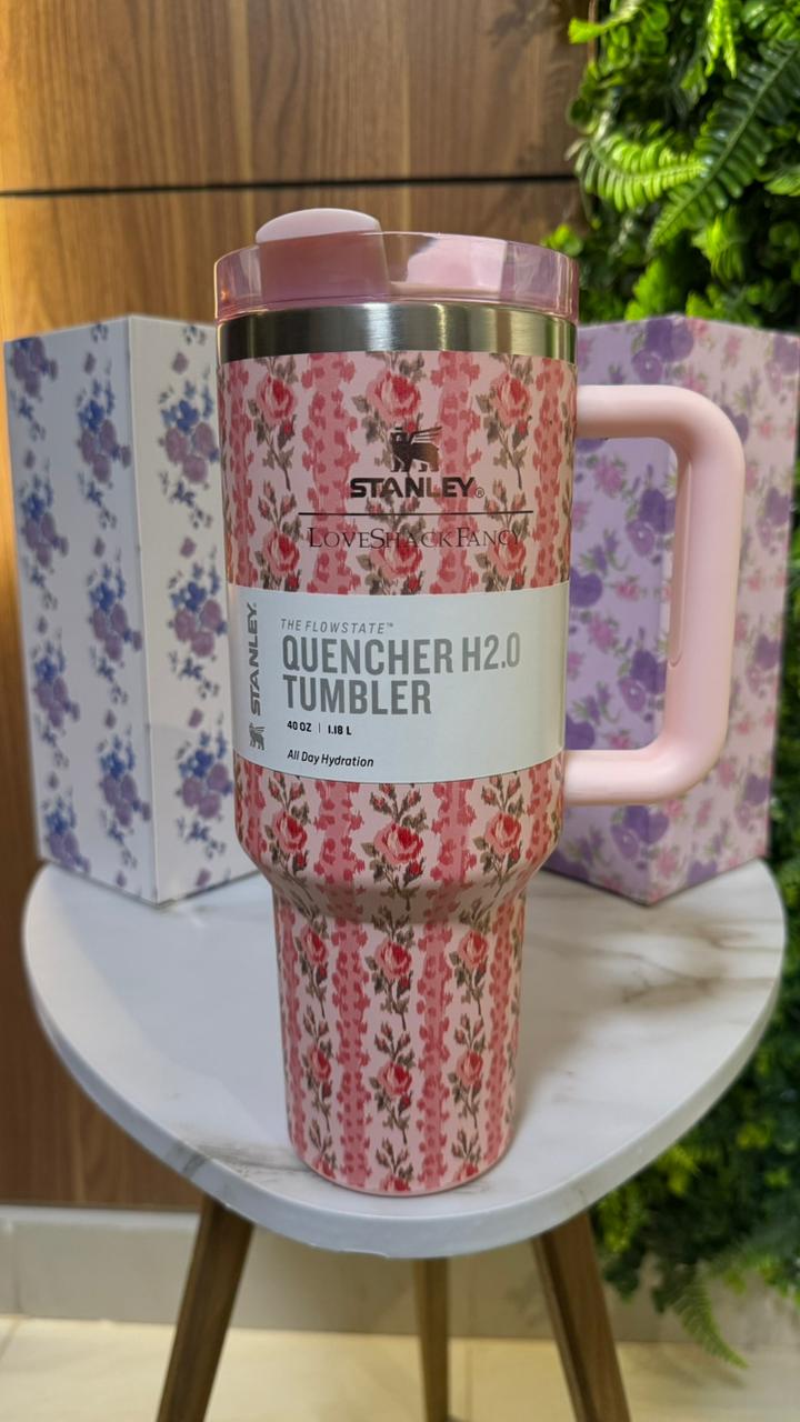 Stanley 40 oz FlowState Quencher Travel Tumbler - Floral Pink Rose Print