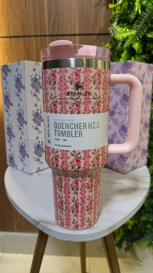 Stanley 40 oz FlowState Quencher Travel Tumbler - Floral Pink Rose Print