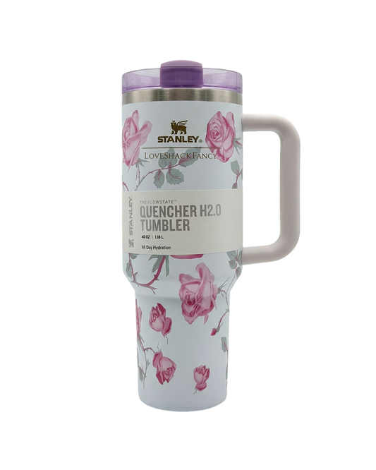Stanley 40 oz FlowState Quencher Travel Tumbler - Ribbon Rose White